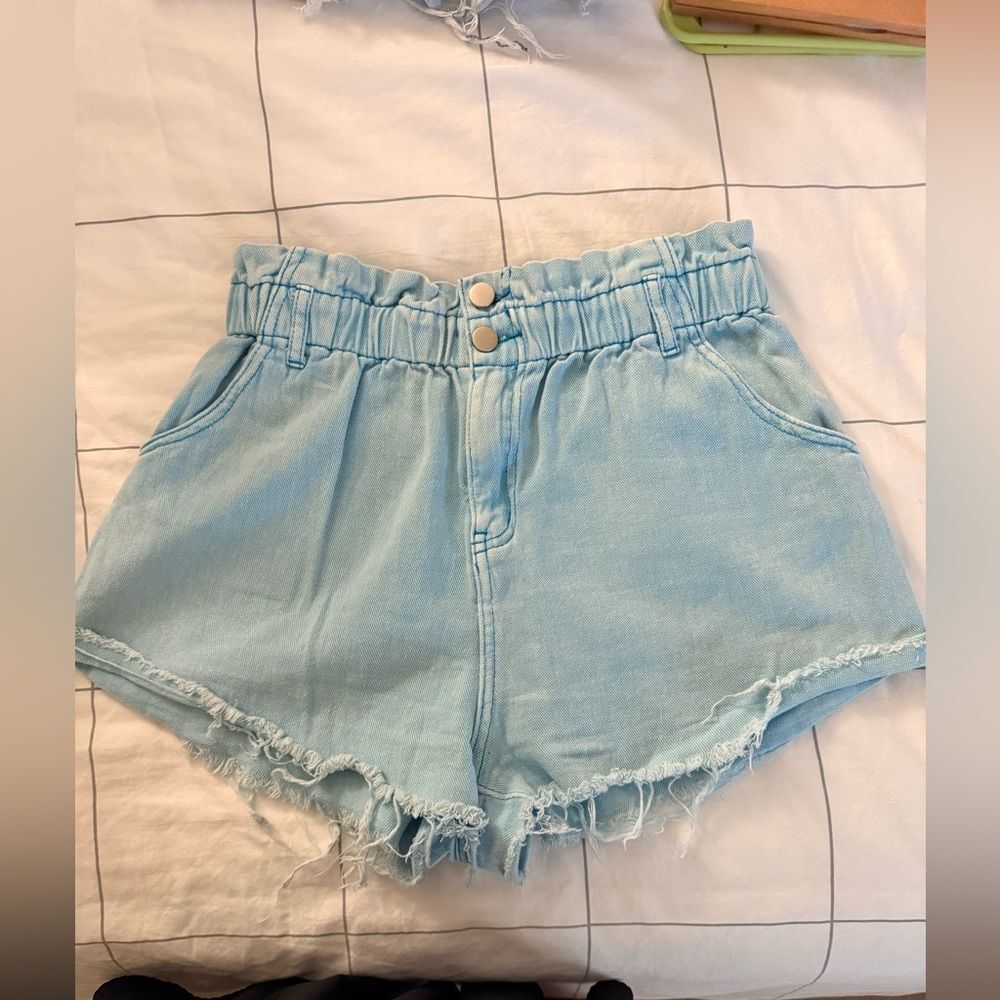 Sky Blue High Waist Denim Shorts